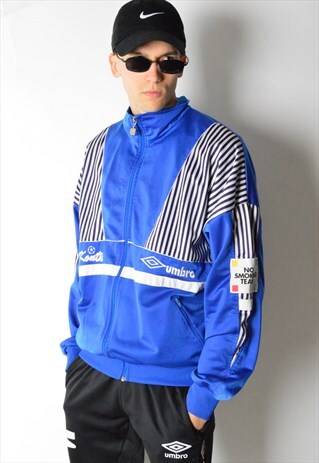 VINTAGE 90S BLUE STRIPED UMBRO TRACK JACKET