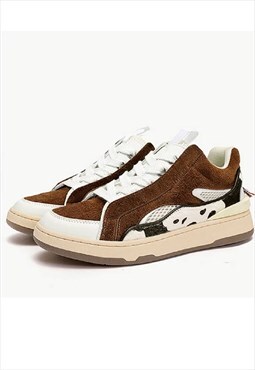 Retro classic suede cow sneakers white laces shoes 