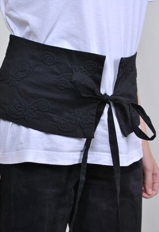 BLACK CORSET BELT, VINTAGE FLORAL BELT, WOMENS EVENING BELT