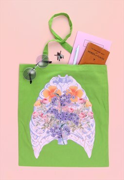 Lavender Ribcage Green Tote Bag