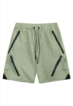 Extreme zippers utility shorts premium gorpcore pants green