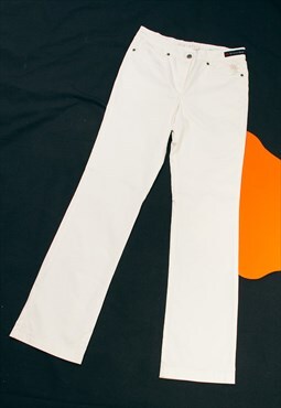 Vintage Flare Jeans Y2K Embroidered Fairy Pants in White