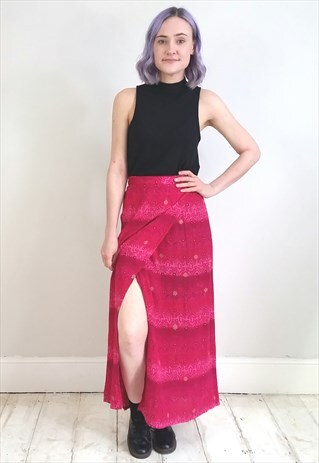 VINTAGE 90'S HOT PINK WRAP MAXI SKIRT
