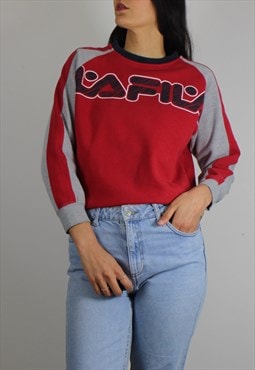 Vintage Fila Sweatshirt Jumper w Spell Out Front