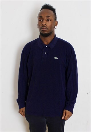 VINTAGE NAVY LACOSTE LONG SLEEVE POLO SHIRT