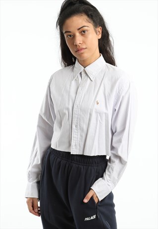 90S RALPH LAUREN EMBROIDERED LOGO CROPPED SHIRT