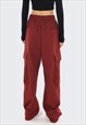 PARACHUTE JOGGERS UTILITY PANTS CARGO POCKET TROUSERS RED