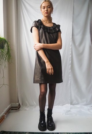 VINTAGE BROWN METALLIC LEATHER DRESS