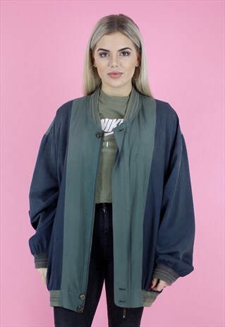 90S SILK STRIPED BOMBER OVERSIZED JACKET