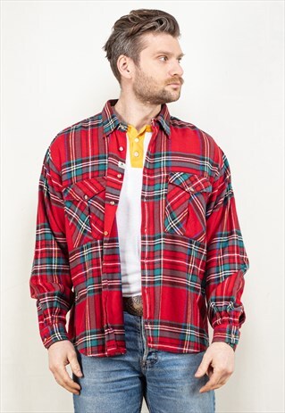 VINTAGE 80'S PLAID FLANNEL SHIRT IN MULTI