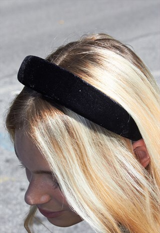 CHENILLE HEADBAND - BLACK