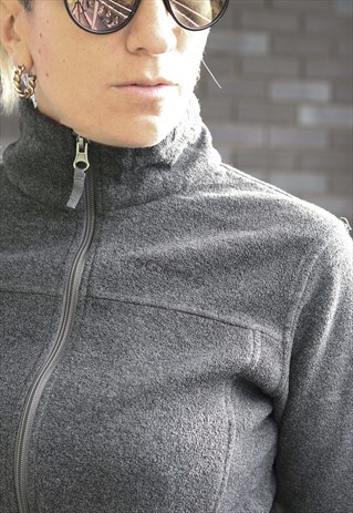 VINTAGE Y2K COLUMBIA GREY ZIP THROUGH EMBROIDERED FLEECE