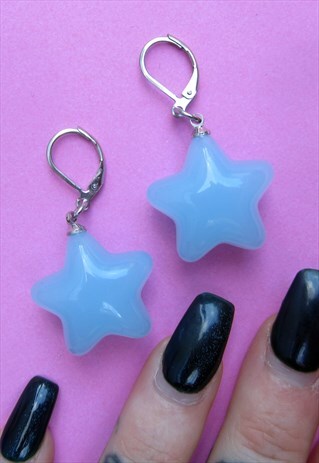 BLUE PUFFY HEART KITSCH FESTIVAL Y2K EARRINGS
