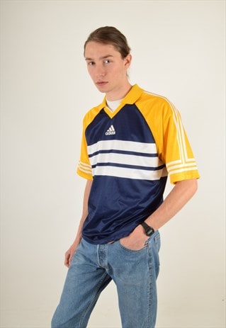 VINTAGE ADIDAS JERSEY FOOTBALL SHIRT MADE IN U.K. SIZE M 452