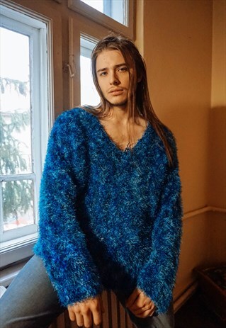 VINTAGE BLUE FUZZY JUMPER