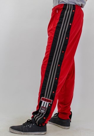 RARE VINTAGE ADIDAS POPPERS JOGGERS IN RED XXL