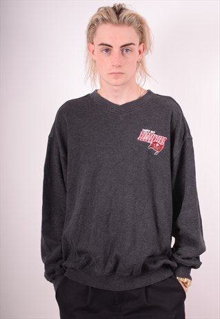 NFL MENS VINTAGE BUCCANEERS SWEATSHIRT JUMPER LARGE GREY 90S