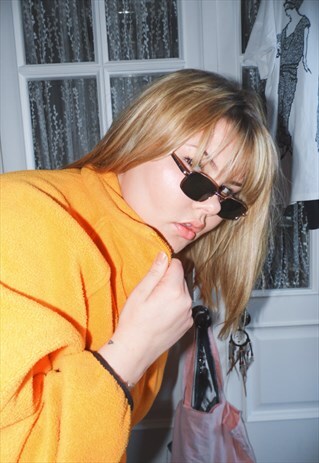 RECTANGLE SUNGLASSES BLACK TINTED GLASSES 90'S 00'S Y2K