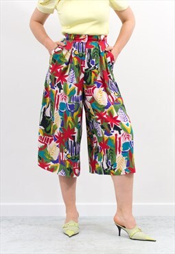 Vintage 90's boho wide leg shorts in relaxed fit summer