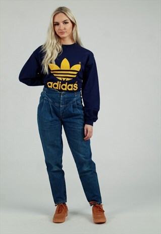 90S CALVIN KLEIN PLEATED FRONT HIGH WAISTED BLUE MOM JEANS