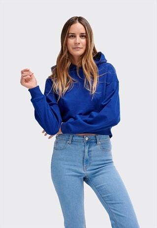 ALCOTT ROYAL BLUE CROPPED BASIC HOODIE