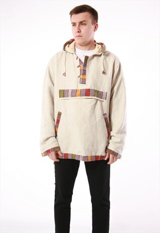 VINTAGE RARE AZTEK COTTON OLDSCHOOL HOODED ANORAK 13971