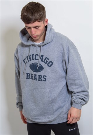 VINTAGE CHICAGO BEARS USA FOOTBALL HOODIE IN GREY XL