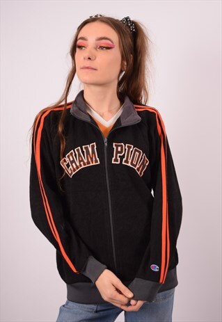 VINTAGE CHAMPION FLEECE JACKET BLACK