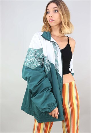 VINTAGE 80S 90S OVERSIZED SHELL WINDBREAKER JACKET