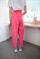 VINTAGE 80'S PINK COTTON HIGH WAISTED TROUSERS