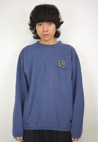 VINTAGE 90S NOTRE DAME BLUE SWEATSHIRT