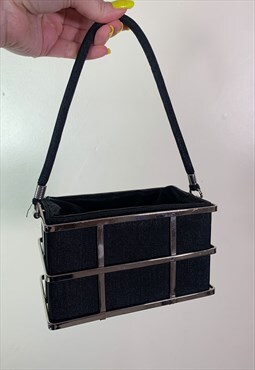 Vintage Y2K metal cage drawstring hand bag