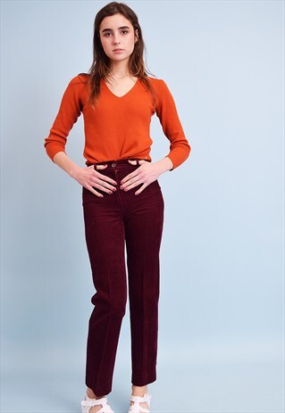 90'S RETRO CLASSY HIGHWAISTED CORDUROY STRAIGHT TROUSERS