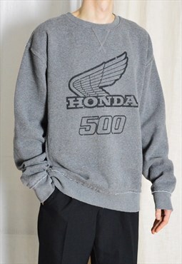 Y2K Grey Graphic Honda Sweatshirt