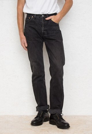 VINTAGE RETRO BLACK LEVI'S 501 FIT DENIM JEANS