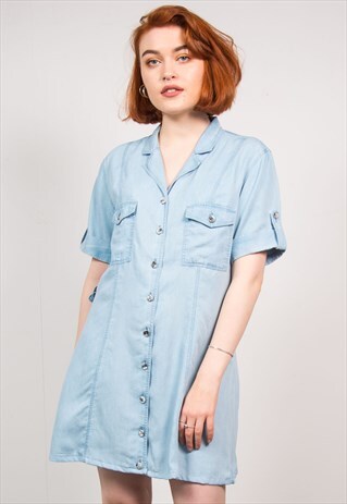 VINTAGE 90'S BLUE DENIM MINI DRESS