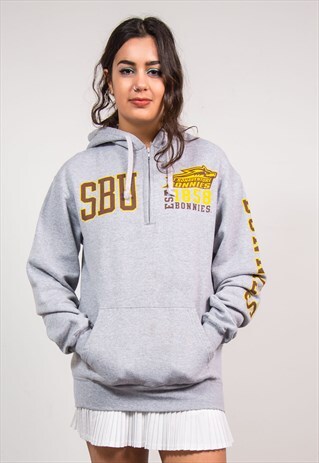 90'S CHAMPION GREY SPORT QUARTER ZIP SWEATSHIRT HOODIE