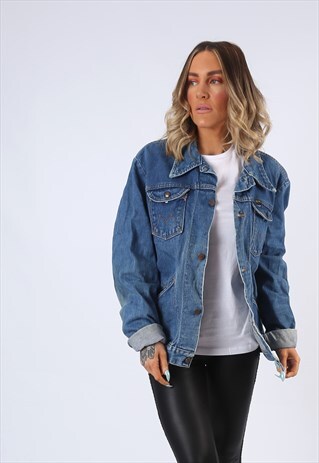 DENIM JACKET OVERSIZED FITTED VINTAGE UK 16 - 18 (C5E)