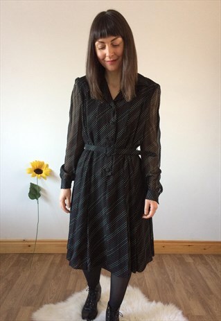 VINTAGE BLACK MIDI PARTY DRESS