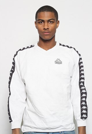 VINTAGE KAPPA TAPE LOGO SWEATSHIRT WHITE