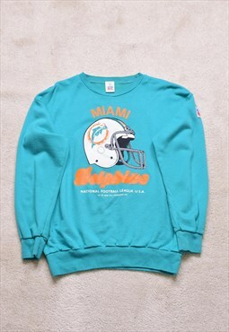 Vintage 80s/90s NFL Miami Dolphins Green Print Sweater