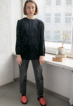 Vintage 80's Black Velvet Top