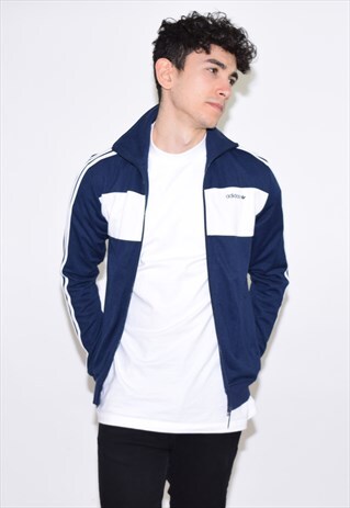 VINTAGE 90S BLUE WHITE ADIDAS TRACKSUIT TOP