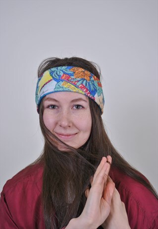 80S SKI HEADBAND, MULTICOLOR FLORAL HEADBAND