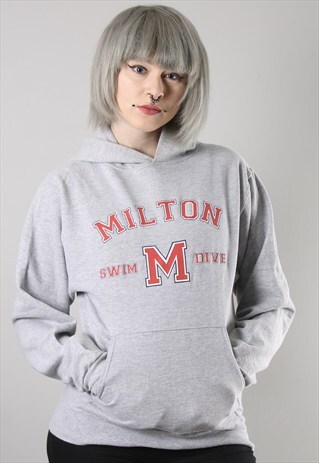 VINTAGE MILTON USA PRINT SWEATSHIRT HOODIE MEDIUM
