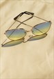 BLUE GREEN GRADIENT BUTTERFLY WIRE FRAME CAT EYE SUNGLASSES