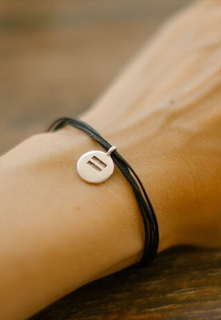 SILVER EQUALITY BRACELET BLACK CORD GIFT FOR HER EQUAL RIGHT