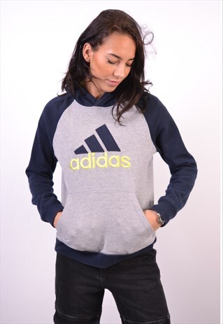 VINTAGE ADIDAS HOODIE JUMPER GREY