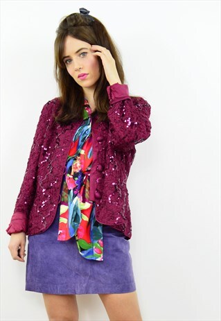 VINTAGE 90S PURPLE LACE SEQUINNED SPRING JACKET