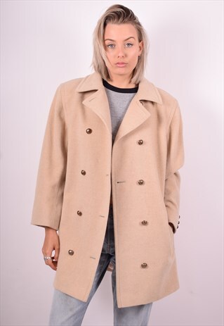 AQUASCUTUM WOMENS VINTAGE COAT MEDIUM BEIGE 90'S